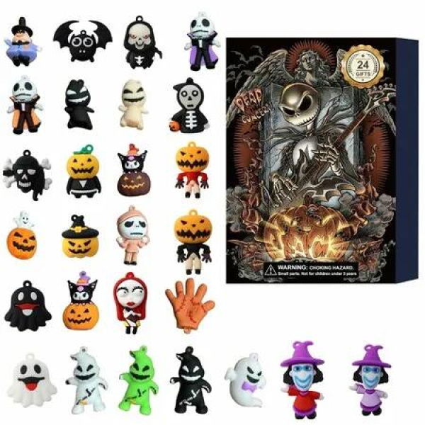 Halloween Countdown Calendar 24 Day,Scary Halloween Doll Horror Movie Figures Advent Calendar,Nightmare Before Christmas Advent Gift for Kids