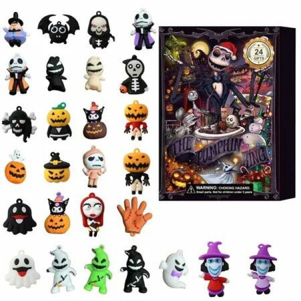 Halloween Countdown Calendar 24 Day,Scary Halloween Doll Horror Movie Figures Advent Calendar,Nightmare Before Christmas Advent Gift for Kids