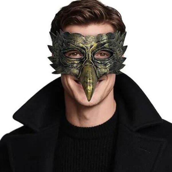 Halloween Crow Mask Bird Mask Eagle Masks Cosplay Masquerade Masks for Men Women Party Supplies Golden