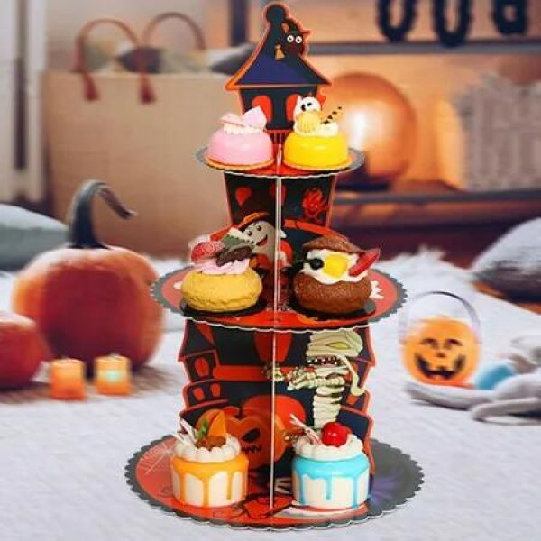 Halloween Cupcake Stand,3 Tier Halloween Cupcake Stand,Halloween Themed Cake Stand,Pumpkin Dessert Stand For Halloween Party Dessert Decoration