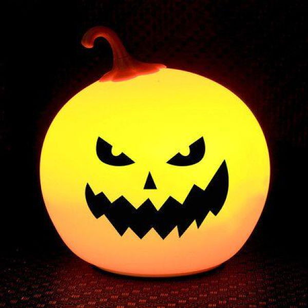 Halloween Decor Silicone Night Light, Pumpkin Lantern Halloween USB Colorful Charging Light Holiday Night Light