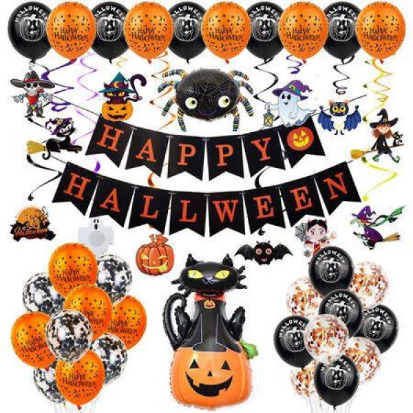 Halloween Decorations Balloons Scary Black Bat Sticker For Halloween Party Supplies