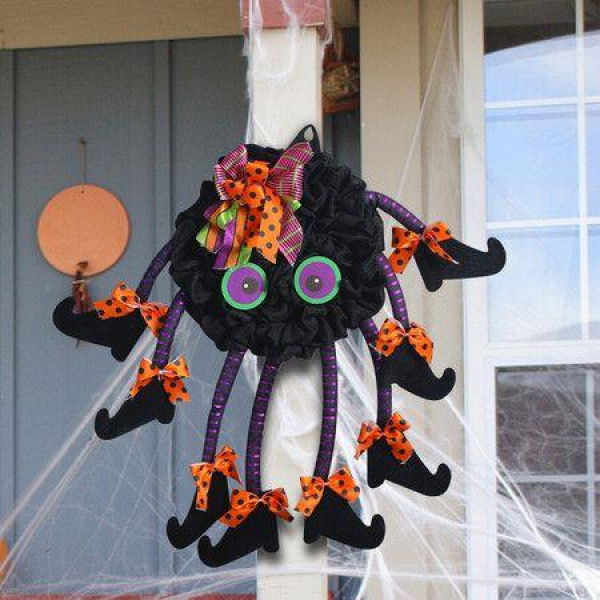 Halloween Decorations Spider Wreath Halloween Wreath For Front Door Decoration Spider Witch Fun Halloween Porch Decor