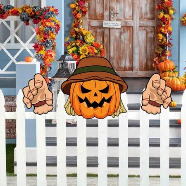 Halloween Fence Peeker Decoration Scary Peeper, Halloween Garden Yard Decor for Home Pathway