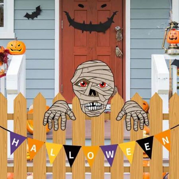 Halloween Fence Peeker Decoration Scary Peeper, Halloween Garden Yard Decor for Home Pathway