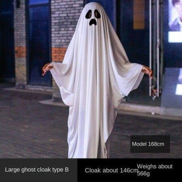 Halloween Ghost Costume Spooky Ghost Cloak Cosplay Role Play Trick-or-Treating Party Prop For Kids Adults Size L