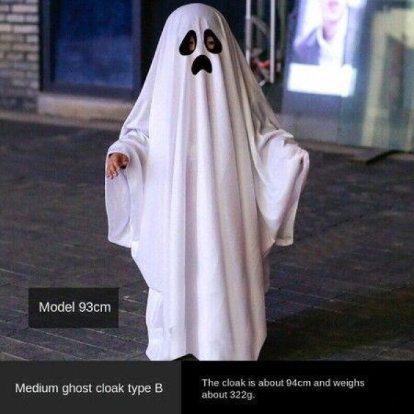 Halloween Ghost Costume Spooky Ghost Cloak Cosplay Role Play Trick-or-Treating Party Prop For Kids Adults Size M