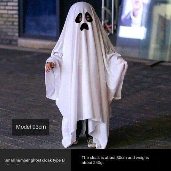 Halloween Ghost Costume Spooky Ghost Cloak Cosplay Role Play Trick-or-Treating Party Prop For Kids Adults Size S