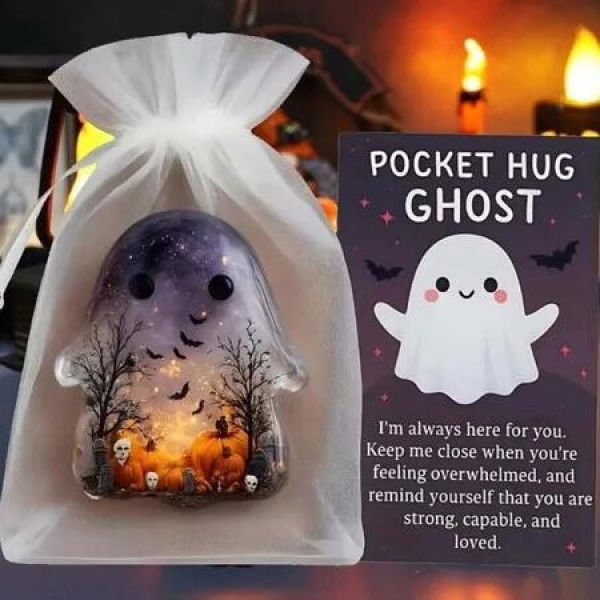 Halloween Gift Halloween Ghost Pocket Cards Pocket Comfort Ghosts Pockets Hug Ghost With Encouragement Card Cute Mini Charm Gifts