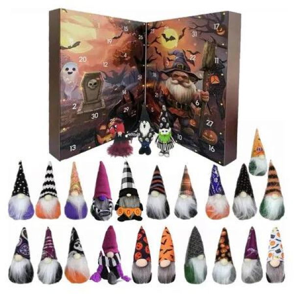 Halloween Gnome Advent Calendar with 24 Gnomes, 24 Days Countdown Calendar Decoration Christmas Gifts for Boys Girls Teens