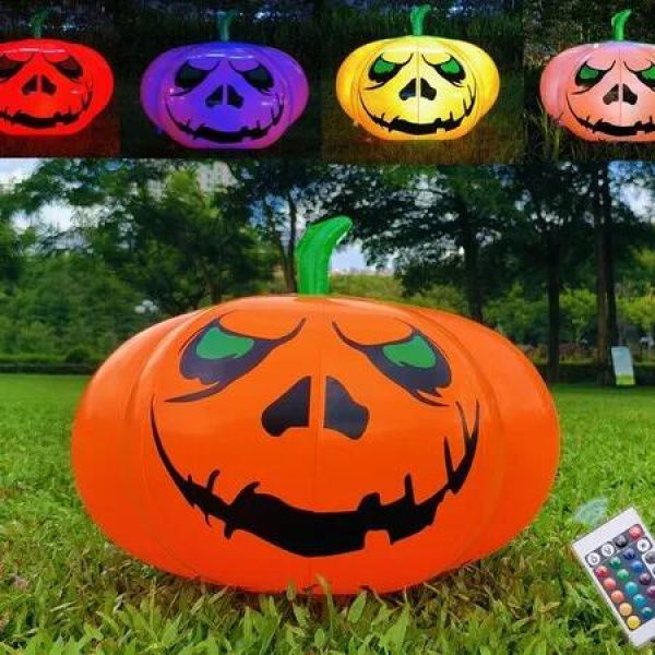 Halloween Inflatable 60cm Large Builtin LED Evil Pumpkin Holiday Outdoor Yard Indoor PVC Blow UP Decorations