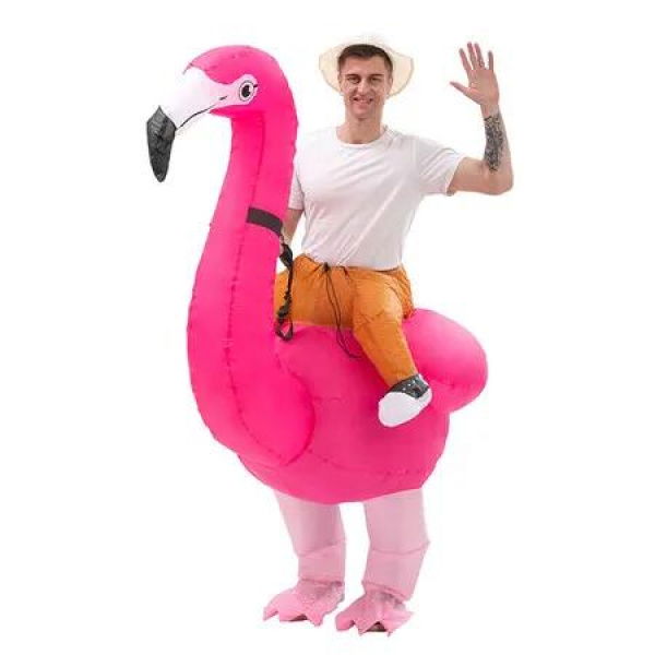 Halloween Inflatable Flamingo Costume,Funny Halloween Blow Up Costume,Christmas Costume, Suitable for Height 150-190 CM