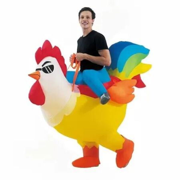 Halloween Inflatable Rooster Costume, Funny Cosplay Halloween Costume for Men Women Birthday Christmas, Suitable for Height 150-190 CM