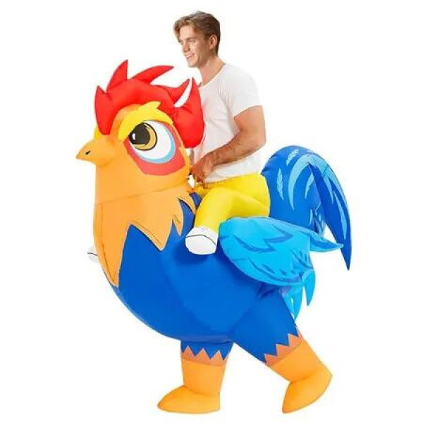 Halloween Inflatable Rooster Costume, Funny Cosplay Halloween Costume for Men Women Birthday Christmas, Suitable for Height 150-190 CM