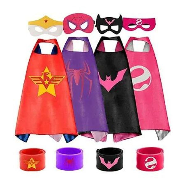 Halloween Kids Superhero Capes and Bracelets Set for Exciting Adventures