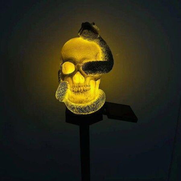 Halloween Skull Pathway Lights, Garden Stake Lights Halloween Outdoor Decorations, Waterproof 3D LED Skull Halloween Decor for Yard Porch Lawn Pathway Garden