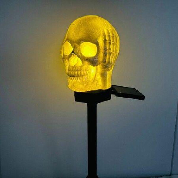 Halloween Skull Pathway Lights, Garden Stake Lights Halloween Outdoor Decorations, Waterproof 3D LED Skull Halloween Decor for Yard Porch Lawn Pathway Garden