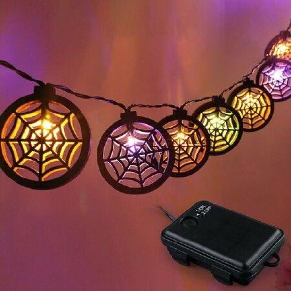 Halloween String Light 20 Bulbs Hanging Spider Net Pendant Decor String