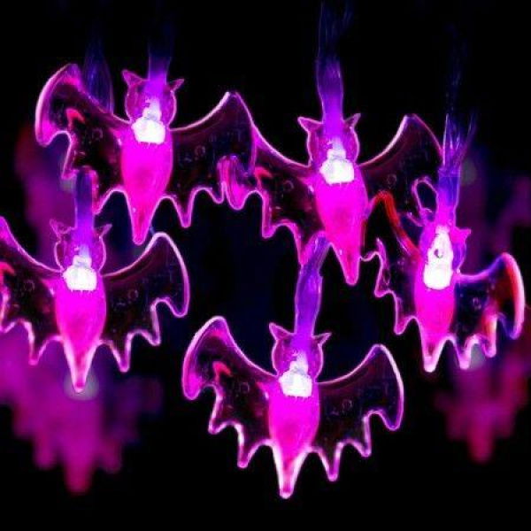 Halloween String Lights 4.5M 30 Purple Bats Halloween Decoration Lights With 8 Modes.