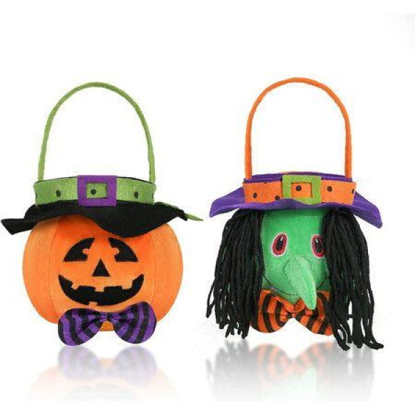 Halloween Tote Bags Pumpkin Bucket Or Treat Bags For Kids To Hold Candy Cookies Snacks And Party Favors