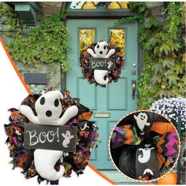 Halloween Witch Wreath For Front Door Outside Halloween Wreath DecorationsArtificial Wall Wreath For Indoor Outdoor Halloween Home Decor