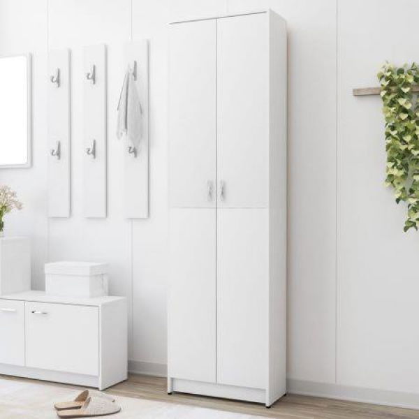 Hallway Wardrobe White 55x25x189 Cm Chipboard