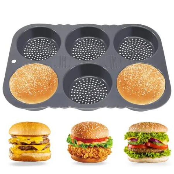 Hamburger Bread Mould, Silicone, Round, 10 cm Diameter - for Bread, Burger Bread and Muffins Kitchen Tool