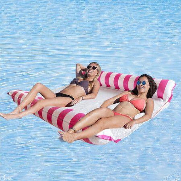 Hammock Pool Floats, 1 or 2 Person Inflatable Swimming Rafts Floats Mat 120 x 130 cm Pink