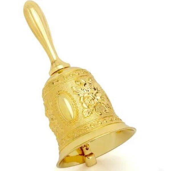 Hand Bell Brass Call Bell for Bedside,Dinner,Wedding Gold