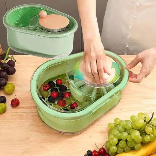 Hand Crank Vegetable Fruits Cleaner Manual Water Salad Spinner Fruit Drain Basket Dryer Hand Crank Kitchen Household Gadget Color Green