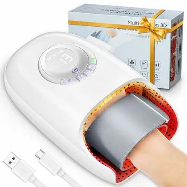 Hand Massager with Heat and Compression,Hand Massage for Arthritis and Carpal Tunnel Relief,Blowing Wrist Massager,Finger & Palm Kneading