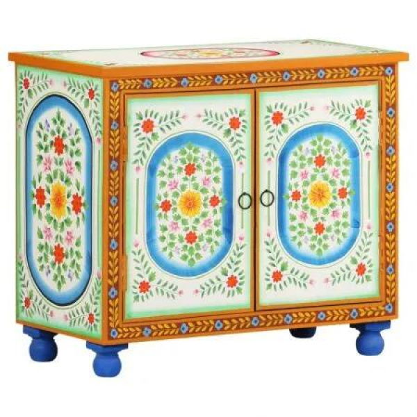 Hand Painted Sideboard 70x35x60 cm Solid Mango Wood