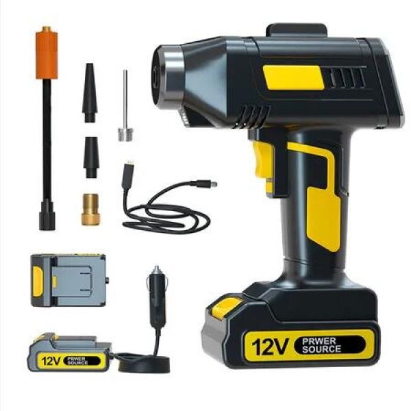 Handheld Air Pump Rechargeable Battery Powered 12V Car Adapter Digital Pressure Gauge Cars Motorcycles Tyres Inflator Portable Travel Tool