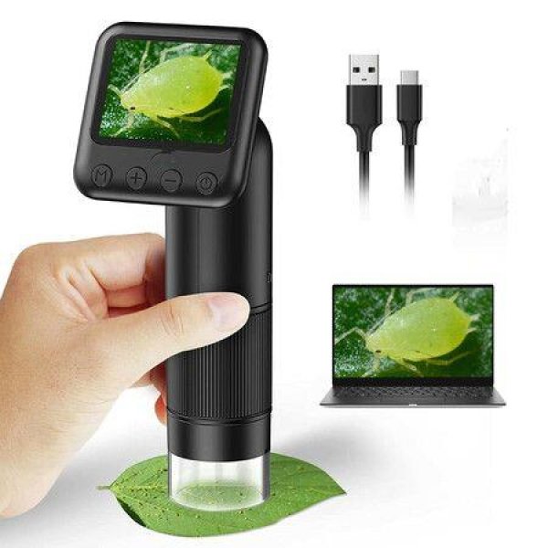 Handheld Digital Microscope 2LCD Screen Pocket Portable Microscope For Kids With Adjustable Lights Coins USB To PC
