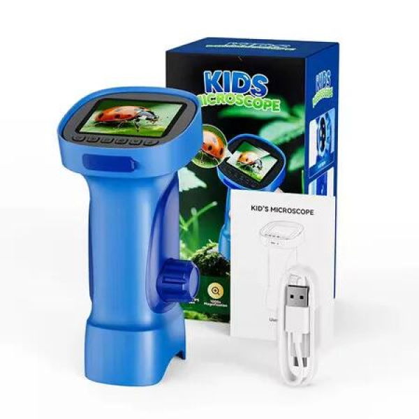 Handheld Electronic Magnifie Digital Microscope 1000X Magnification 2MP 2.4-inch iPS Screen with 1080P HD Lens(Blue)