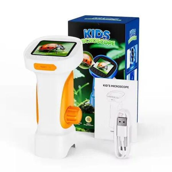 Handheld Electronic Magnifie Digital Microscope 1000X Magnification 2MP 2.4-inch iPS Screen with 1080P HD Lens(Orange)