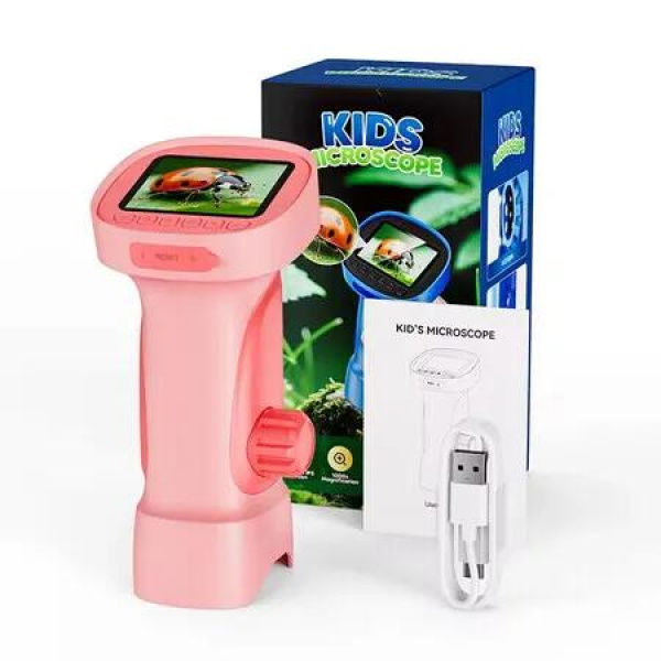 Handheld Electronic Magnifie Digital Microscope 1000X Magnification 2MP 2.4-inch iPS Screen with 1080P HD Lens(Pink)