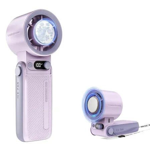 Handheld Fan with Ice Cooler, 6000mAh Rechargeable Battery Powered Portable Fan, Mini Personal Hand Held Fan for Travel Outdoor, Purple