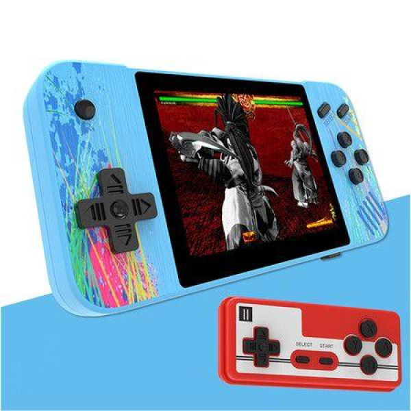 Handheld Game Console with 800 Classical FC Games 3.5 inch Color Screen 2 Player for Kids Blue