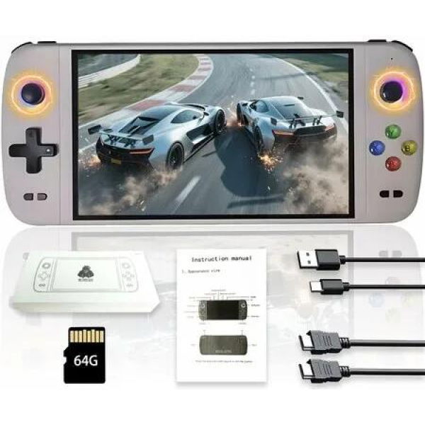 Handheld Game Console,Built-in 64G with 20000 games,Linux System,7-inch big IPS Screen,Portable Pocket Mini Arcade,HD Output (Grey,64G)