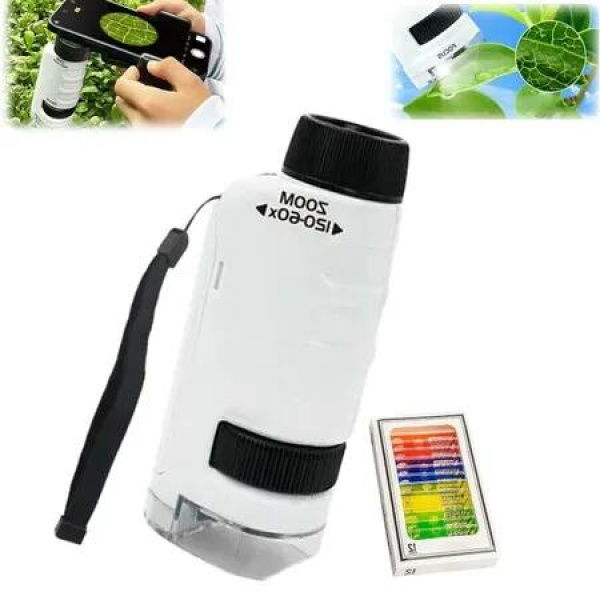 Handheld Miniscope - Portable Pocket Microscope for Kids' Scientific Adventures(White)