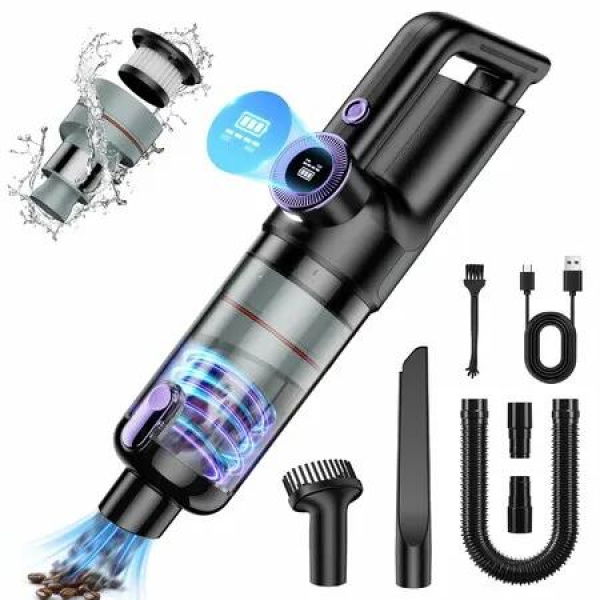 Handheld Portable Car Vacuum Cordless Cleaner, 14000PA Powerful Suction Vacuum with 2-Gear Mode, Brushless Motor, HD Display for Car Cleaning, Home