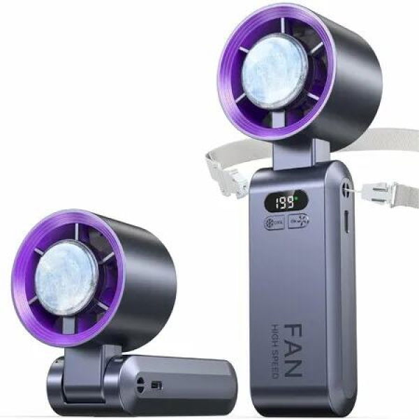 Handheld Portable Fan with Ice Cooler,5500mAh Rechargeable Personal Fan,20hrs Cooling Time Super Mini Yet Powerful 20000 RPM Small Pocket Fans