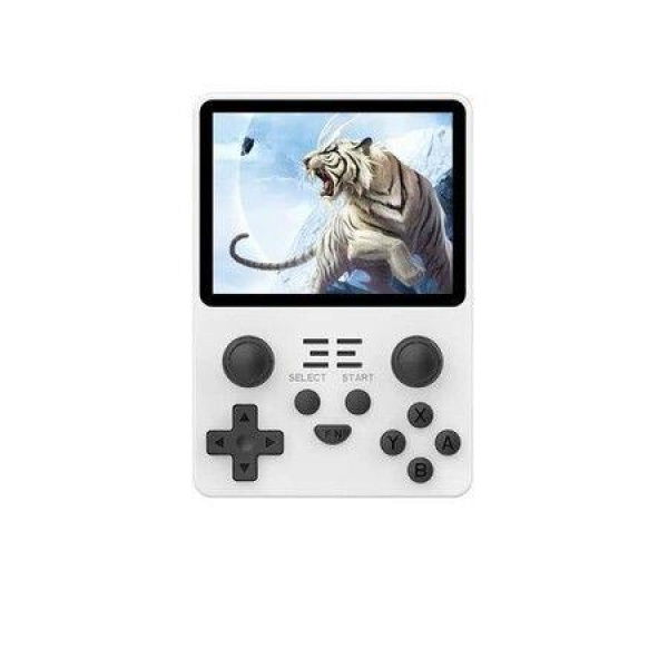 Handheld Retro Game Console 3.5 Inch IPS Screen Built-in 10000 Games PS1/PSP/GBA/GBC/BIN/FC/MD 16G+64G - White.