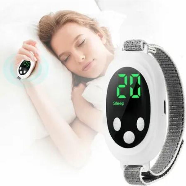 Handheld Sleep Aid with Low-Frequency Pulse,Portable Microcurrent Watch for Insomnia Stress Relief,USB Rechargeable(White)
