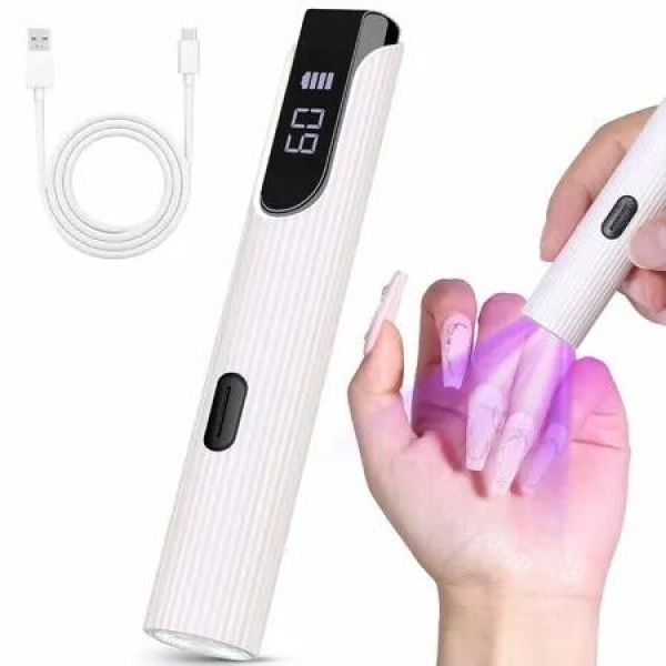Handheld UV Light for Gel Nails,Pink Mini UV Light for Nails Cordless Nail Lamp Rechargeable with Led Display Lamp for Rhinestone Glue Decoration