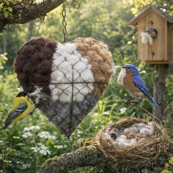 Handmade Alpaca Fiber Bird Nesting,Birds Nests Material Holder,Winter Tree Shelter for Wild Bird,Hummingbird Houses Nest Boxes Gifts 1 Pcs
