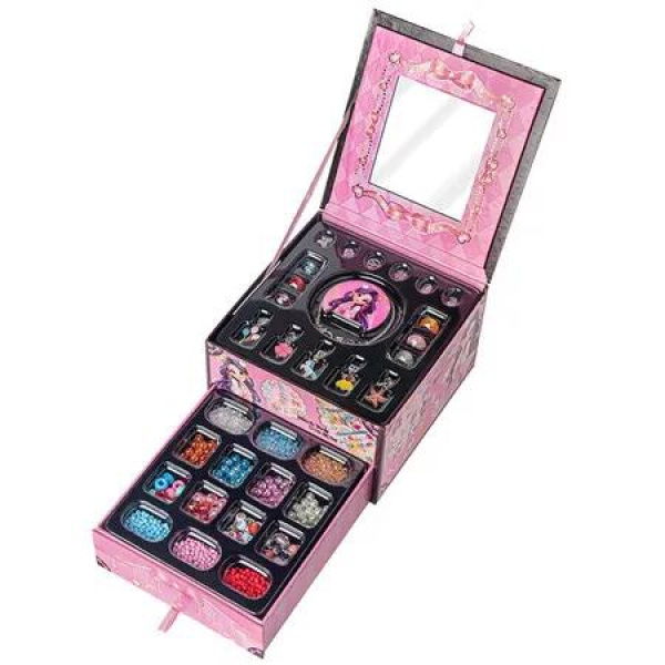 Handmade Beaded DIY Acrylic Jewelry Bracelet Necklace Hair Accessories Set Princess Jewelry Box Toy 1700pcs