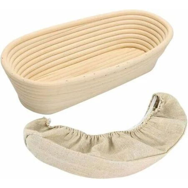 Handmade Bread Proofing Basket Oval 30x14x7cm Banneton with Proofing Cloth Liner for Sourdough Bread Baking