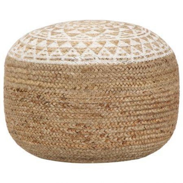 Handmade Pouffe White 40x45 cm Jute